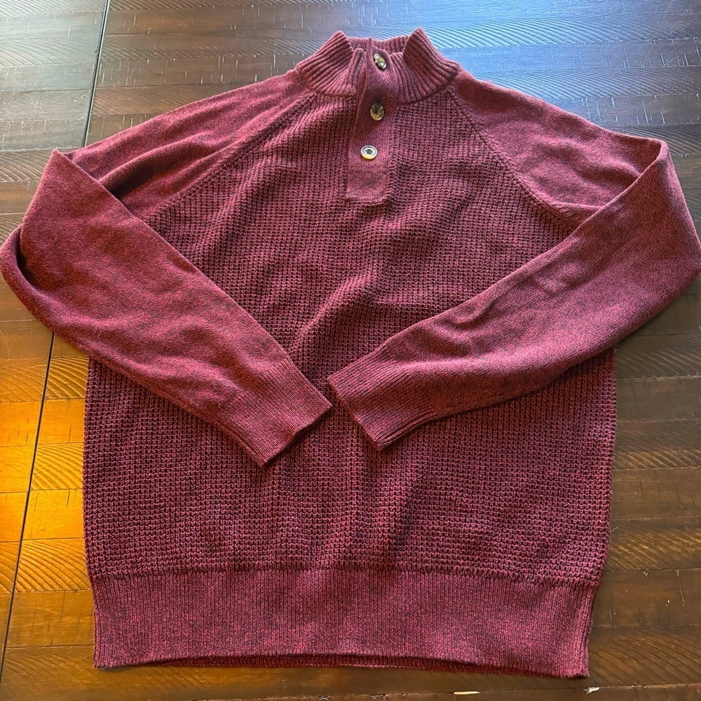 Weatherproof Button Mock Sweater